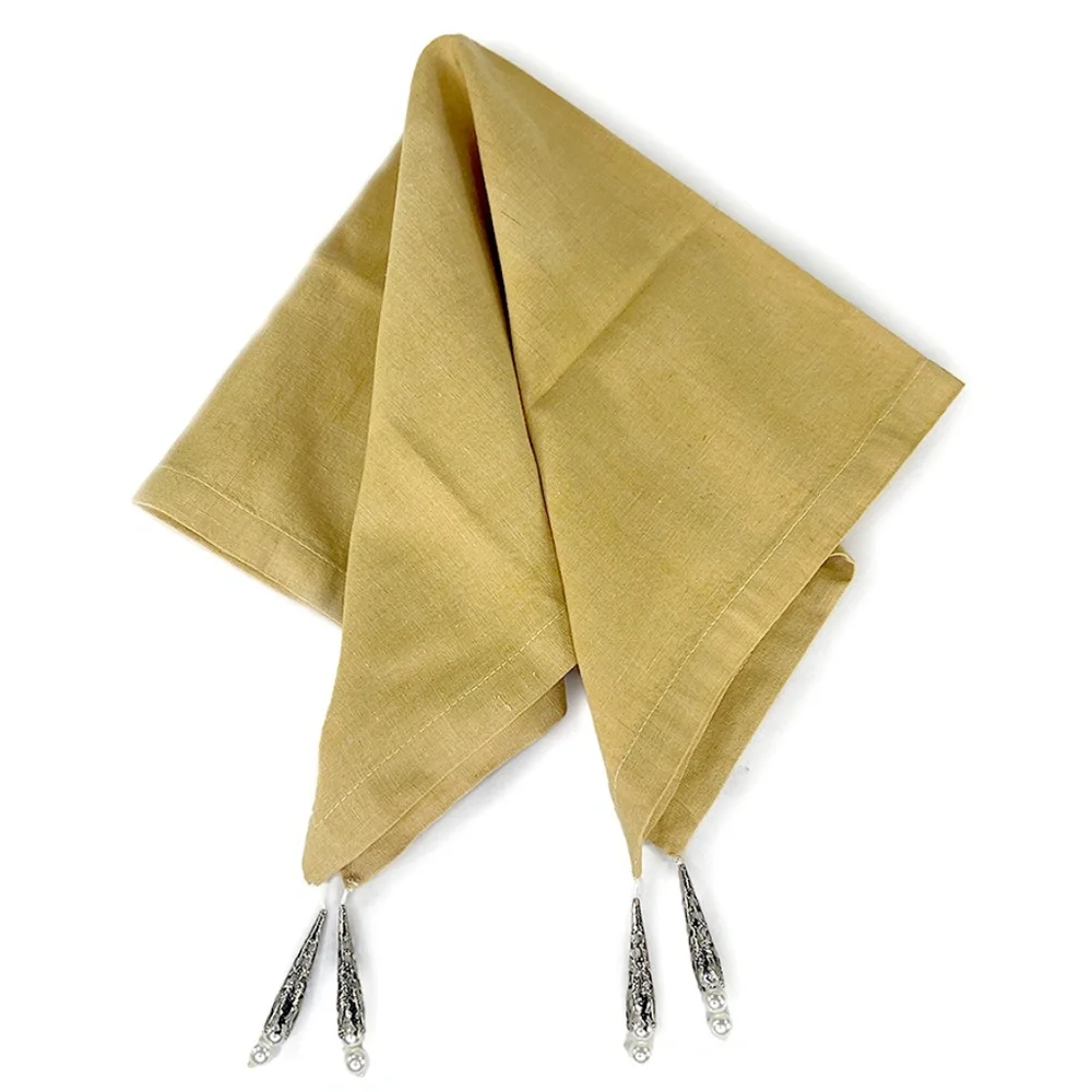 Yellow Vintage Napkins with Dangles & Placemats Set from Crate & Barrel - 4